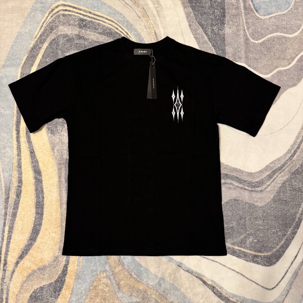 Amiri MA Argyle Black Tee Mens Size Medium Or Large